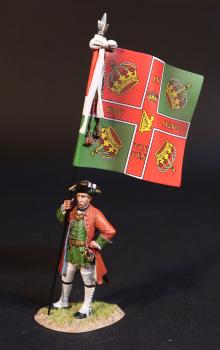Image of Standard Bearer, Lally's (Irish) Regiment, The French Army, The Battle of Wandewash, The Third Carnatic War, 22nd January 1760, The Seven Years War, 1756-1763--single figure with flag