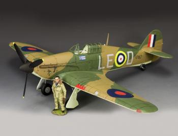 Image of Sqdn. Ldr. Douglas Bader's Hawker Hurricane--single figure and plane