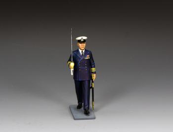 Image of Royal Navy Commander On Parade with Sword--single marching figure