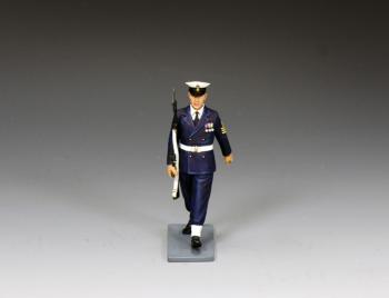 Image of Royal Navy Petty Officer Marching with SLR--single figure