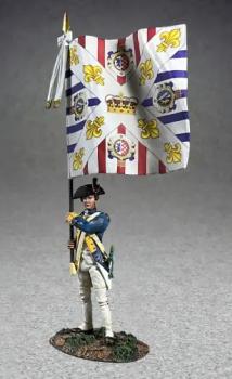 Image of French Royal Deux-Ponts Ensign with Color, 1781--single figure with flag