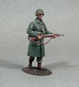 Image of U.S. Infantry in Raincoat Walking, 1943-45--single figure