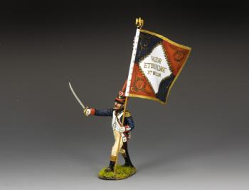 Image of French Line Infantry Officer with Battalion Flag--single figure with flag