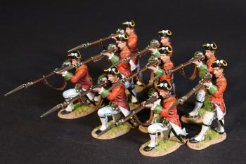Image of Nine Infantrymen (six standing firing, three kneeling firing), Lally's (Irish) Regiment, The French Army, The Battle of Wandewash, The Third Carnatic War, 22nd January 1760, The Seven Years War, 1756-1763--nine figures Image of Nine Infantrymen (six standing firing, three kneeling firing), Lally's (Irish) Regiment, The French Army, The Battle of Wandewash, The Third Carnatic War, 22nd January 1760, The Seven Years War, 1756-1763--nine figures