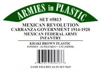 Mexican Revolution--Carranza Government Mexican Federal Army Infantry, 1914-1920--16 figures in 8 poses (Khaki Brown Plastic) Mexican Revolution--Carranza Government Mexican Federal Army Infantry, 1914-1920--16 figures in 8 poses (Khaki Brown Plastic) #50779