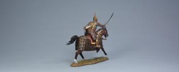 Image of Ottoman Heavy Cavalry Charging Forward (gold armor), Ottoman Empire--single mounted figure with sword and round shield Image of Ottoman Heavy Cavalry Charging Forward (gold armor), Ottoman Empire--single mounted figure with sword and round shield