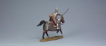Image of Ottoman Heavy Cavalry Charging Forward (silver armor), Ottoman Empire--single mounted figure with sword and round shield Image of Ottoman Heavy Cavalry Charging Forward (silver armor), Ottoman Empire--single mounted figure with sword and round shield