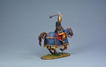 Image of Ottoman Heavy Cavalry Mace Wielding (gold armor), Ottoman Empire--single mounted figure swinging mace Image of Ottoman Heavy Cavalry Mace Wielding (gold armor), Ottoman Empire--single mounted figure swinging mace