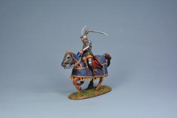 Image of Ottoman Heavy Cavalry Ready To Cut Down (silver armor), Ottoman Empire--single mounted figure swinging sword Image of Ottoman Heavy Cavalry Ready To Cut Down (silver armor), Ottoman Empire--single mounted figure swinging sword