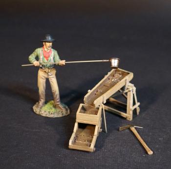 Image of Gold Prospector with Cradle, The Gold Rush--single figure with cradle and pick--ACCEPTING PRE-ORDERS ONLY. Image of Gold Prospector with Cradle, The Gold Rush--single figure with cradle and pick--ACCEPTING PRE-ORDERS ONLY.