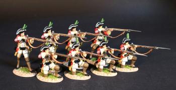 Image of Eight Infantrymen (4 standing firing, 4 kneeling firing), 79th (Draper's) Regiment of Foot, The British Army, The Battle of Wandewash, The Third Carnatic War, 22nd January 1760, The Seven Years War, 1756-1763--eight figures--ACCEPTING PRE-ORDERS ONLY. Image of Eight Infantrymen (4 standing firing, 4 kneeling firing), 79th (Draper's) Regiment of Foot, The British Army, The Battle of Wandewash, The Third Carnatic War, 22nd January 1760, The Seven Years War, 1756-1763--eight figures--ACCEPTING PRE-ORDERS ONLY.
