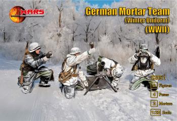 Image of German Mortar Team (Winter Uniform), WWII--8 figures in 4 poses and 2 mortars--SEVENTEEN IN STOCK.