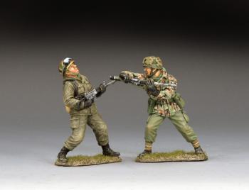 Image of Butting Heads--single British paratrooper figure striking Argentine soldier figure from the Falklands War Image of Butting Heads--single British paratrooper figure striking Argentine soldier figure from the Falklands War