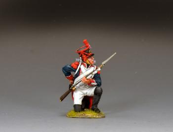 Image of French Line Infantryman Kneeling Reaching For A Cartridge--single Napoleonic-era figure Image of French Line Infantryman Kneeling Reaching For A Cartridge--single Napoleonic-era figure