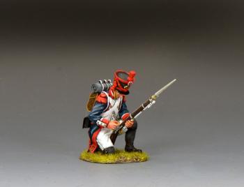 Image of French Line Infantryman Kneeling Priming His Musket--single Napoleonic-era figure Image of French Line Infantryman Kneeling Priming His Musket--single Napoleonic-era figure