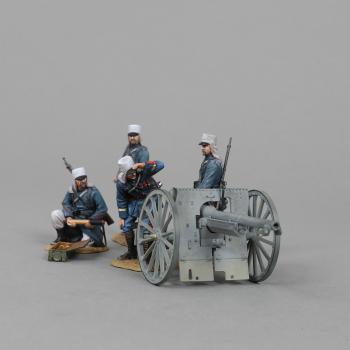 Image of French Foreign Legion 75mm 1897 Cannon Set--cannon, cannon shell box, a pair of binos, and four crew figures--TWO IN STOCK. Image of French Foreign Legion 75mm 1897 Cannon Set--cannon, cannon shell box, a pair of binos, and four crew figures--TWO IN STOCK.