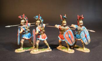 Four Samnite Warriors (2 in red tunics, 2 in blue tunics), The Samnites, Armies and Enemies of Ancient Rome--four figures with spears pointed forward at shoulder height and shields Four Samnite Warriors (2 in red tunics, 2 in blue tunics), The Samnites, Armies and Enemies of Ancient Rome--four figures with spears pointed forward at shoulder height and shields #51261