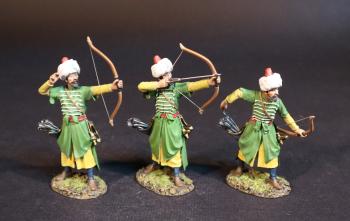 Three Ottoman Archers (green tunics), The Ottoman Empire, The Great Siege of Malta, 1565, The Crusades--three figures (having fired, ready to fire, reaching for arrow) Three Ottoman Archers (green tunics), The Ottoman Empire, The Great Siege of Malta, 1565, The Crusades--three figures (having fired, ready to fire, reaching for arrow) #51268