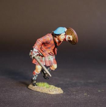 Highlander Charging (red plaid), The Jacobite Army, The Battle of Culloden, 16th April 1745, The Jacobite Rebellion, 1745--single figure with broadsword and raised buckler Highlander Charging (red plaid), The Jacobite Army, The Battle of Culloden, 16th April 1745, The Jacobite Rebellion, 1745--single figure with broadsword and raised buckler #51282