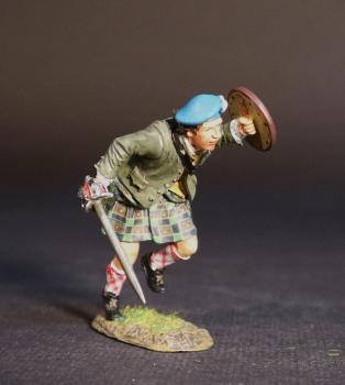 Highlander Charging (green plaid), The Jacobite Army, The Battle of Culloden, 16th April 1745, The Jacobite Rebellion, 1745--single figure with broadsword and raised buckler Highlander Charging (green plaid), The Jacobite Army, The Battle of Culloden, 16th April 1745, The Jacobite Rebellion, 1745--single figure with broadsword and raised buckler #51283