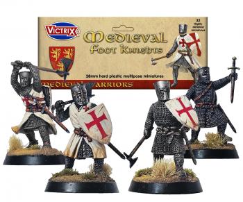 28mm Medieval Foot Knights--32 unassembled multi-part plastic figures 28mm Medieval Foot Knights--32 unassembled multi-part plastic figures #51455