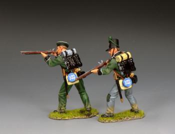 95th Rifles "Ready, Aim, Fire"--two Napoleonic-era British figures (wearing Tam O' Shanter, standing firing; wearing shako, standing ready) 95th Rifles "Ready, Aim, Fire"--two Napoleonic-era British figures (wearing Tam O' Shanter, standing firing; wearing shako, standing ready) #51479