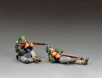 95th Rifles "Taking Careful Aim"--two Napoleonic-era British figures wearing Tam O' Shanters (sitting firing; lying prone, gun propped on legs) 95th Rifles "Taking Careful Aim"--two Napoleonic-era British figures wearing Tam O' Shanters (sitting firing; lying prone, gun propped on legs) #51481