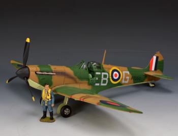 Supermarine SPITFIRE MKII A (Flown by F. Lieut. Eric Lock)--plane and standing pilot figure Supermarine SPITFIRE MKII A (Flown by F. Lieut. Eric Lock)--plane and standing pilot figure #51485