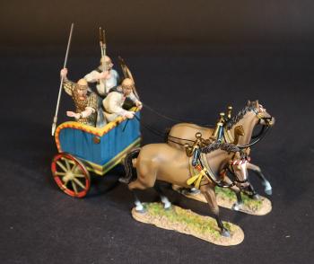 Hittitte War Chariot, The Battle of Kadesh, 1274 BCE, New Kingdom Egyptians, The Ancients--three figures (stabbing with spear; driving; standing with spare javelins & shield), two horses, & chariot Hittitte War Chariot, The Battle of Kadesh, 1274 BCE, New Kingdom Egyptians, The Ancients--three figures (stabbing with spear; driving; standing with spare javelins & shield), two horses, & chariot #51495