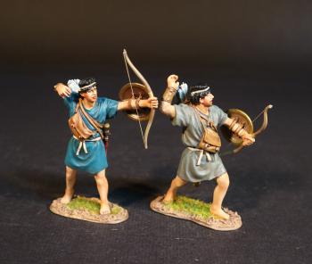 Two Cretan Archers, Armies and Enemies of Ancient Greece and Macedonia--two figures with bows and bucklers (having loosed (blue tunic); reaching for arrow (grey tunic))  Two Cretan Archers, Armies and Enemies of Ancient Greece and Macedonia--two figures with bows and bucklers (having loosed (blue tunic); reaching for arrow (grey tunic))  #51504
