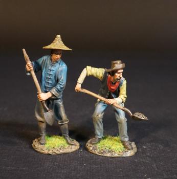 “The Long Tom” Part 2, The Gold Rush--two figures with shovels (standing throwing dirt; standing pushing with shovel) “The Long Tom” Part 2, The Gold Rush--two figures with shovels (standing throwing dirt; standing pushing with shovel) #51508