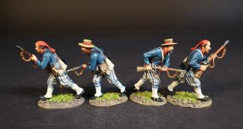 Four Wheat's Tigers Zouaves (2 advancing gun forward; 2 advancing, gun across chest), 1st Special Battalion (Wheat's Tigers), Louisiana Infantry, The First Battle of Manassas, 1861, The American Civil War, 1861-1865--four figures Four Wheat's Tigers Zouaves (2 advancing gun forward; 2 advancing, gun across chest), 1st Special Battalion (Wheat's Tigers), Louisiana Infantry, The First Battle of Manassas, 1861, The American Civil War, 1861-1865--four figures #51525