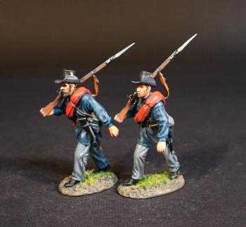 Two Militiamen (one bearded; one clean-shaven), 1st Regiment, Rhode Island Detached Militia, The First Battle of Bull Run, 1861, The American Civil War, 1861-1865--two advancing figures Two Militiamen (one bearded; one clean-shaven), 1st Regiment, Rhode Island Detached Militia, The First Battle of Bull Run, 1861, The American Civil War, 1861-1865--two advancing figures #51526