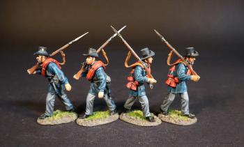 Four Militiamen (two bearded; two clean-shaven), 1st Regiment, Rhode Island Detached Militia, The First Battle of Bull Run, 1861, The American Civil War, 1861-1865--four advancing figures Four Militiamen (two bearded; two clean-shaven), 1st Regiment, Rhode Island Detached Militia, The First Battle of Bull Run, 1861, The American Civil War, 1861-1865--four advancing figures #51527