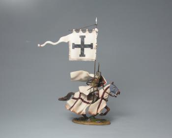 Teutonic Knight Standard-Bearer (2), The Battle of Legnica, 1241--single mounted figure charging with flag (white flag with black cross) Teutonic Knight Standard-Bearer (2), The Battle of Legnica, 1241--single mounted figure charging with flag (white flag with black cross) #51532