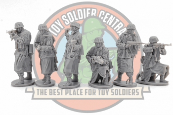 German Panzer Grenadiers in Action--6 figures in 6 poses and tank obstacle. - LAST FIVE!  German Panzer Grenadiers in Action--6 figures in 6 poses and tank obstacle. - LAST FIVE!  #51652