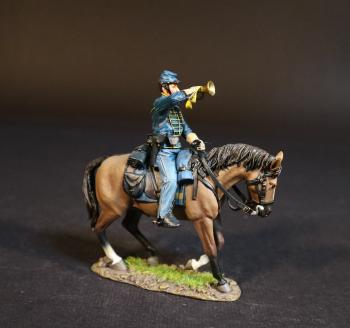 Bugler, Union Cavalry Corps, The Army of the Potomac, The Battle of Brandy Station, June 9th, 1863, ACW, 1861-1865--single mounted figure blowing bugle on light brown horse Bugler, Union Cavalry Corps, The Army of the Potomac, The Battle of Brandy Station, June 9th, 1863, ACW, 1861-1865--single mounted figure blowing bugle on light brown horse #51702