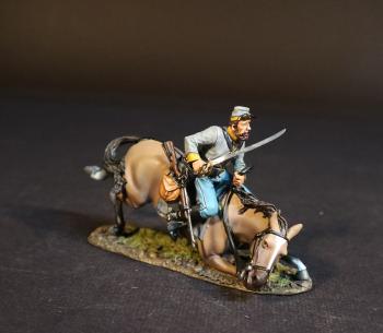 Confederate Cavalry Officer (grey uniform, tan crouching horse), Cavalry Division, The Army of Northern Virginia, The Battle of Brandy Station, June 9th, 1863, The American Civil War, 1861-1865--single mounted figure with sword raised Confederate Cavalry Officer (grey uniform, tan crouching horse), Cavalry Division, The Army of Northern Virginia, The Battle of Brandy Station, June 9th, 1863, The American Civil War, 1861-1865--single mounted figure with sword raised #51706