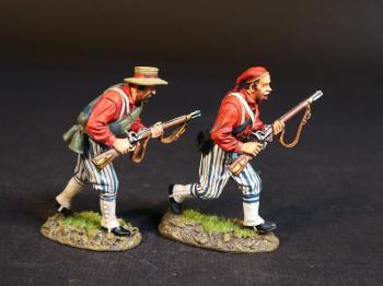 Two Wheat's Tigers Zouaves (advancing gun forward, straw hat; advancing, gun across chest), 1st Special Battalion (Wheat's Tigers), Louisiana Infantry, The First Battle of Manassas, 1861, The American Civil War, 1861-1865--two figures in red tunics Two Wheat's Tigers Zouaves (advancing gun forward, straw hat; advancing, gun across chest), 1st Special Battalion (Wheat's Tigers), Louisiana Infantry, The First Battle of Manassas, 1861, The American Civil War, 1861-1865--two figures in red tunics #51708