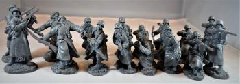 WWII German Infantry in Long Coats--16 figures in 8 Poses, Dark Gray WWII German Infantry in Long Coats--16 figures in 8 Poses, Dark Gray #10740
