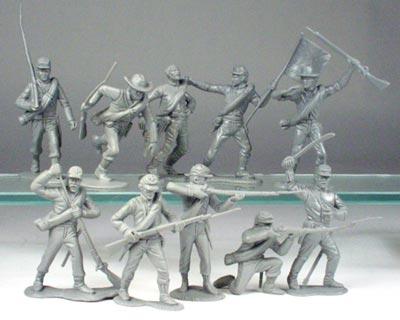 Confederate Infantry--22 figures in 10 poses in gray plastic (formerly MXR122A) #1