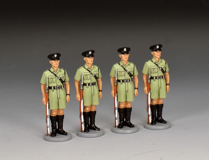 A Set of Four RHKP Constables Standing At Attention with Rifle ...