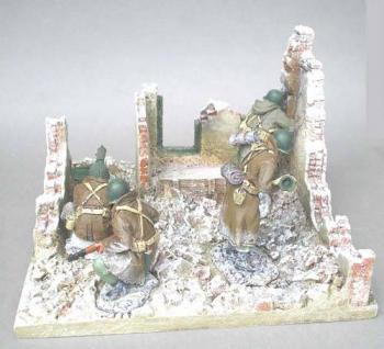 Bastogne House Base 2--Base With Corner Ruin and open door (for K&C BBA02)--6" square x 4.5" high--AWAITING RESTOCK. Bastogne House Base 2--Base With Corner Ruin and open door (for K&C BBA02)--6" square x 4.5" high--AWAITING RESTOCK. #13641