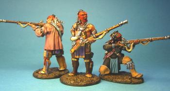 Image of Three Woodland Indians with muskets #3--three figures--RETIRED--LAST ONE!!