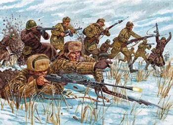 Image of Italeri: WWII Russian Infantry in Winter Uniforms--16 in 8 poses (BAGGED)--RETIRED