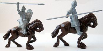 Image of Mounted Normans Set 2--two mounted plastic figures