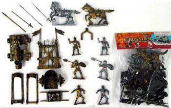 Image of 6 Crusaders w/Weapons, Rack, Cannon & 2 Horses--THREE IN STOCK.