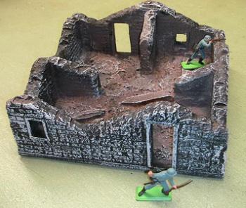 Destroyed Stone Building--10x10 Inches--Painted--AWAITING RESTOCK. Destroyed Stone Building--10x10 Inches--Painted--AWAITING RESTOCK. #14815