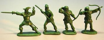 Image of Robin Hood Merrymen, Outlaws of Sherwood Forest (Green)--16 in 8 Poses.