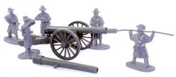 Confederate Artillery, 30 Lb. Parrot, 5 Man Crew, grey, SP Confederate Artillery, 30 Lb. Parrot, 5 Man Crew, grey, SP #15247
